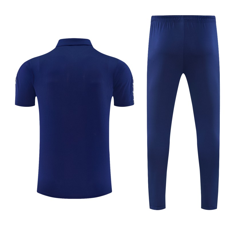 26/27 Manchester City Navy Blue Polo Training Shirt + Long Pants Tracksuit