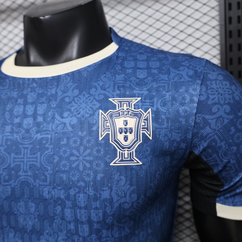 Player Version 2027 Portugal Away Blue with Jacquard Pattern Jersey