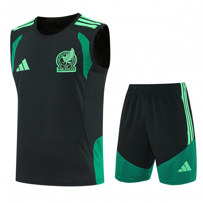 26/27  Mexico Black Sleeveless Training Vest +Shorts Set
