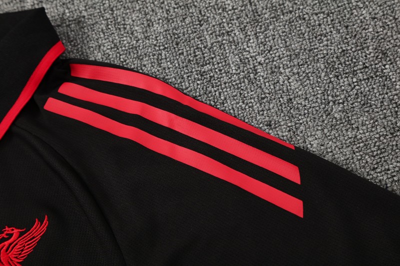 26/27 Liverpool Black Polo Training Shirt + Long Pants Tracksuit