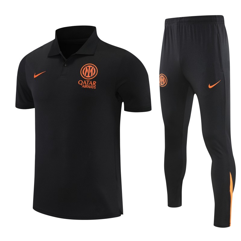 26/27 Inter Milan Black Polo Training Shirt + Long Pants Tracksuit