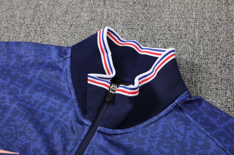 26/27 France Navy Blue Full Zipper Jacket Tracksuit + Long Pants