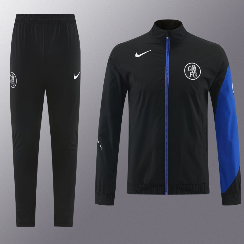 26/27 Chelsea Black Full Zipper Hooded Jacket Tracksuit + Long Pants
