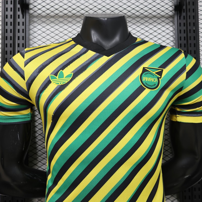 Player Version 2026 Jamaica x Adidas Originals Home Yellow Diagonal Stripe Jersey