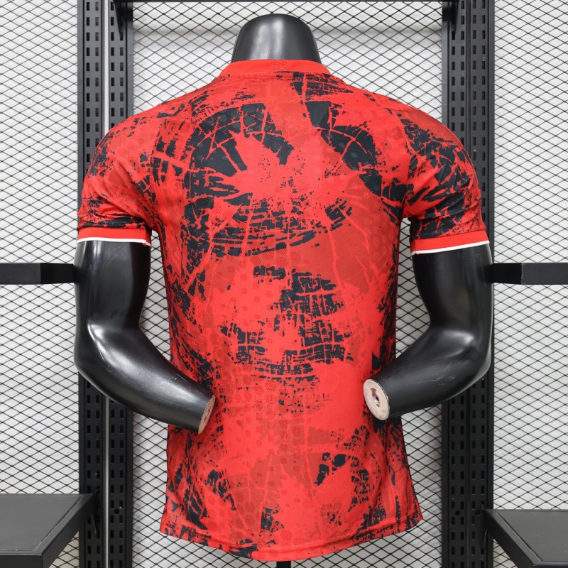 Player Version 2026 Canada National Team Red with Black Grunge Print Home Jersey