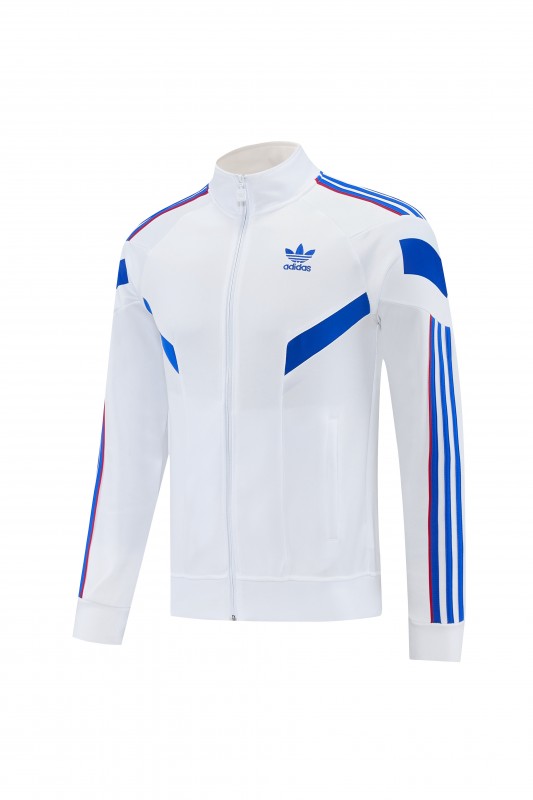 2026/27 Adidas Originals  White Full Zipper Jacket Tracksuit + Navy Blue Long Pants