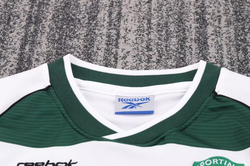 Retro Kids 01/03 Sporting CP White Green Home Long Sleeve Jersey