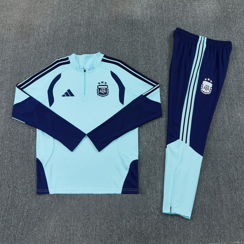 26/27 Argentina Sky Blue & Navy Blue Half Zipper Jacket Tracksuit + Long Pants