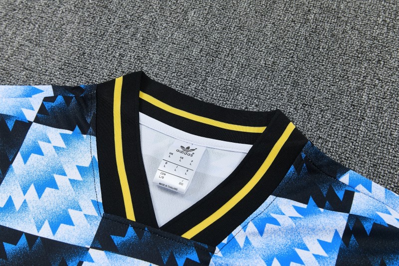 26/27 Manchester United Blue & Black Checkerboard Short Sleeve Tracksuit + Long Pants