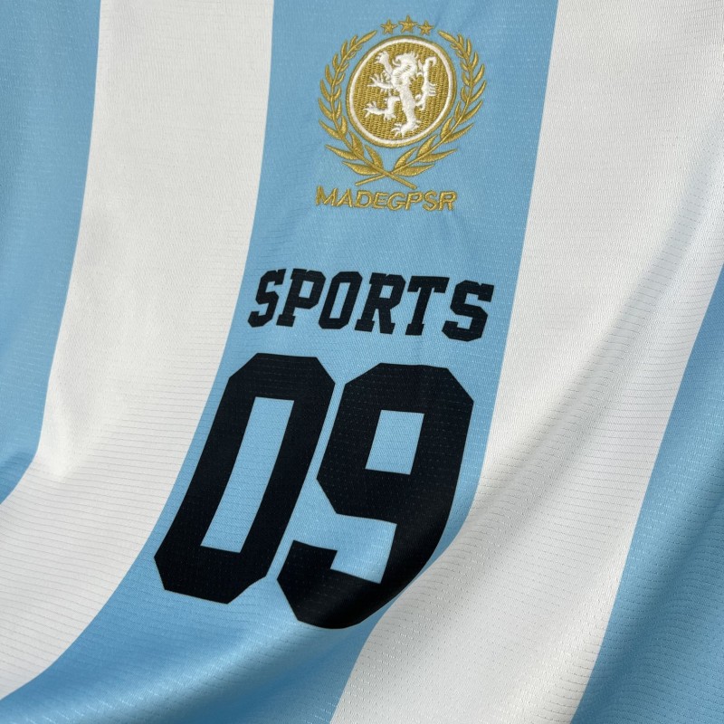 2026 Unisex Light Blue Striped World Cup Style V-Neck Soccer Jersey