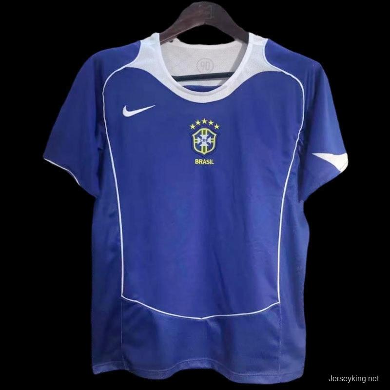 Retro 2004 Brazil Away Blue Jersey