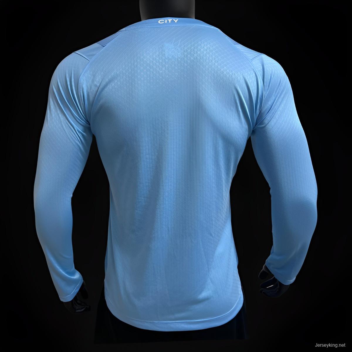 Player Version 23/24 Manchester City Home Long Sleeve Jersey