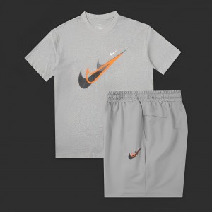 2024 Nike Grey Cotton Short Sleeve Jersey+Shorts