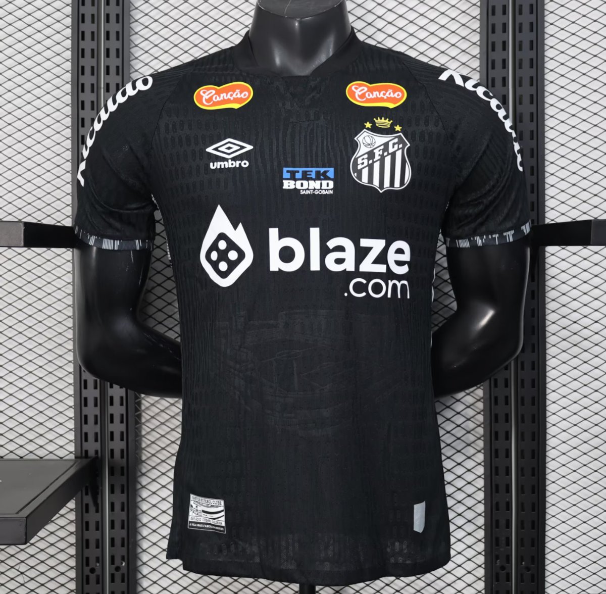 Player Version 25/26 Santos FC Black with Geometric Pattern Jersey