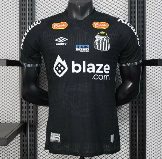 Player Version 25/26 Santos FC Black with Geometric Pattern Jersey