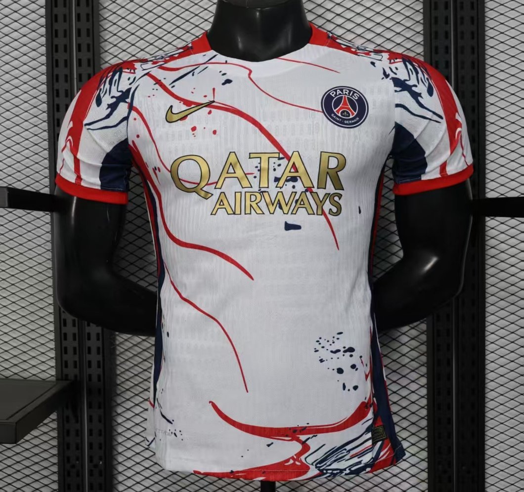 Player Version 25/26 PSG/Paris Saint-Germain White with Abstract Art Pattern Jersey