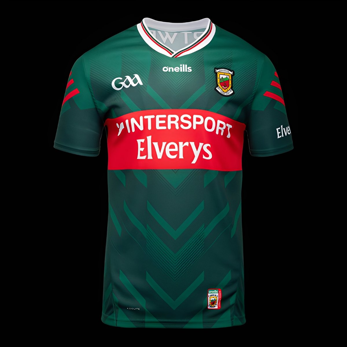 2026 Mayo GAA Green with Red Band and Chevron Pattern Jersey