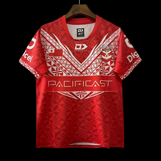 2026 Tonga Rugby League Red with Traditional Polynesian Geometric Pattern Jersey