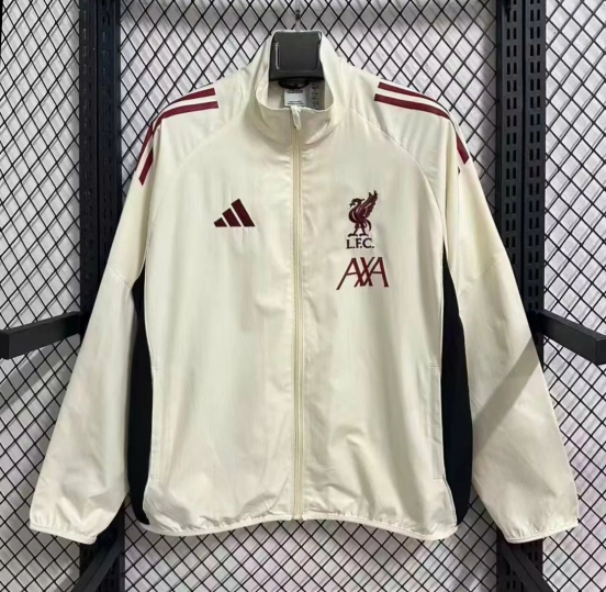 25/26 Liverpool White Full Zipper Windbreaker
