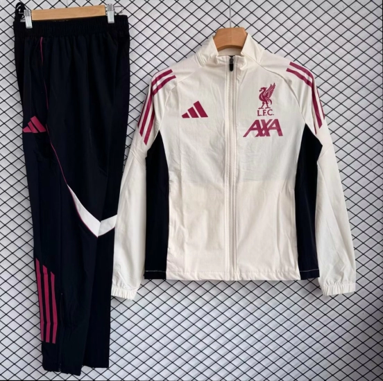 25/26 Liverpool White with Black Full zipper Jacket Tracksuit+ long pants