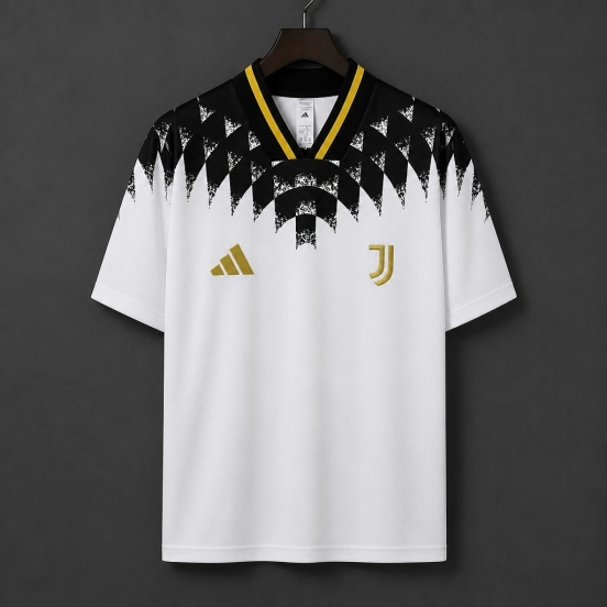 26/27 Juventus White with Black Geometric Pattern 1994 Vintage Remake Jersey